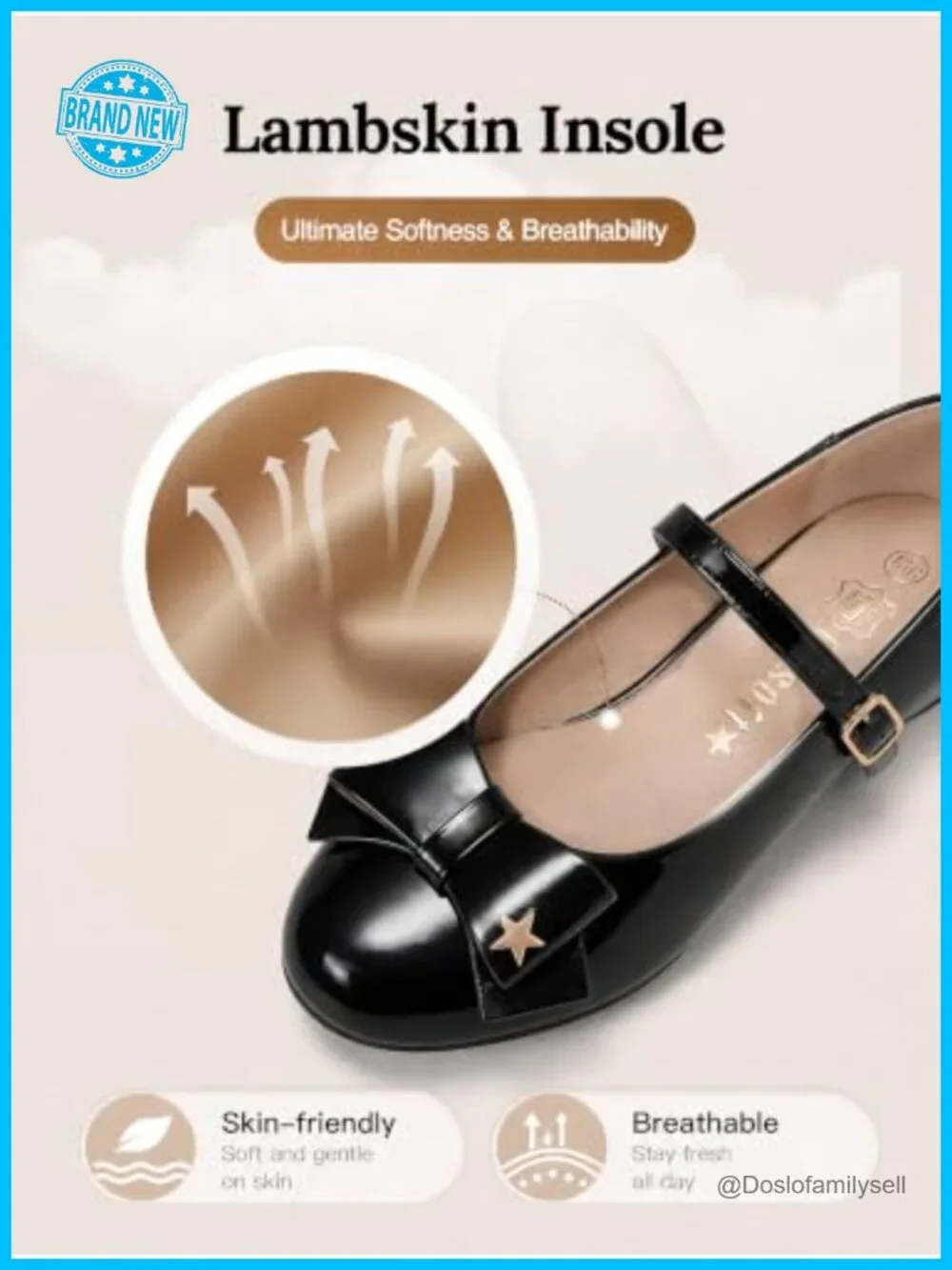 Girls Mary Jane Flats Ankle Strap Dress Shoes Lambskin Insole